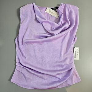 Strut & Bolt Lavender Sleeveless Shoulder Pad Cowl Neck Blouse Sz M (792)